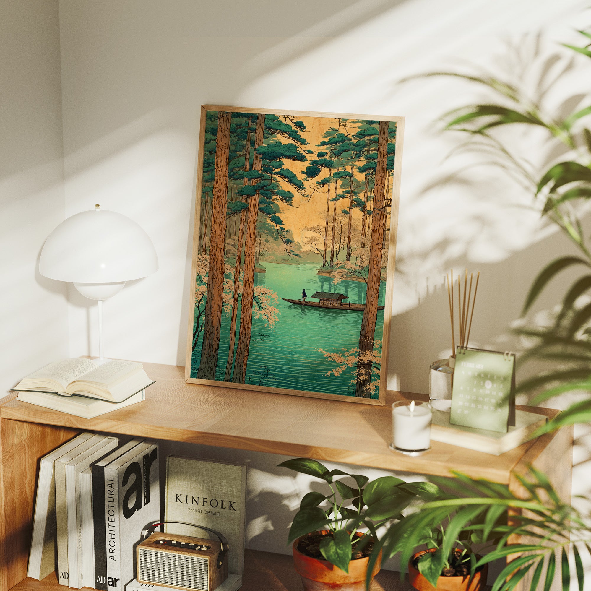 Tranquil Waters Between Sacred Pines