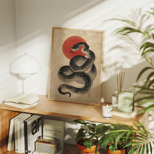 Serpent Coils Under Rising Sun