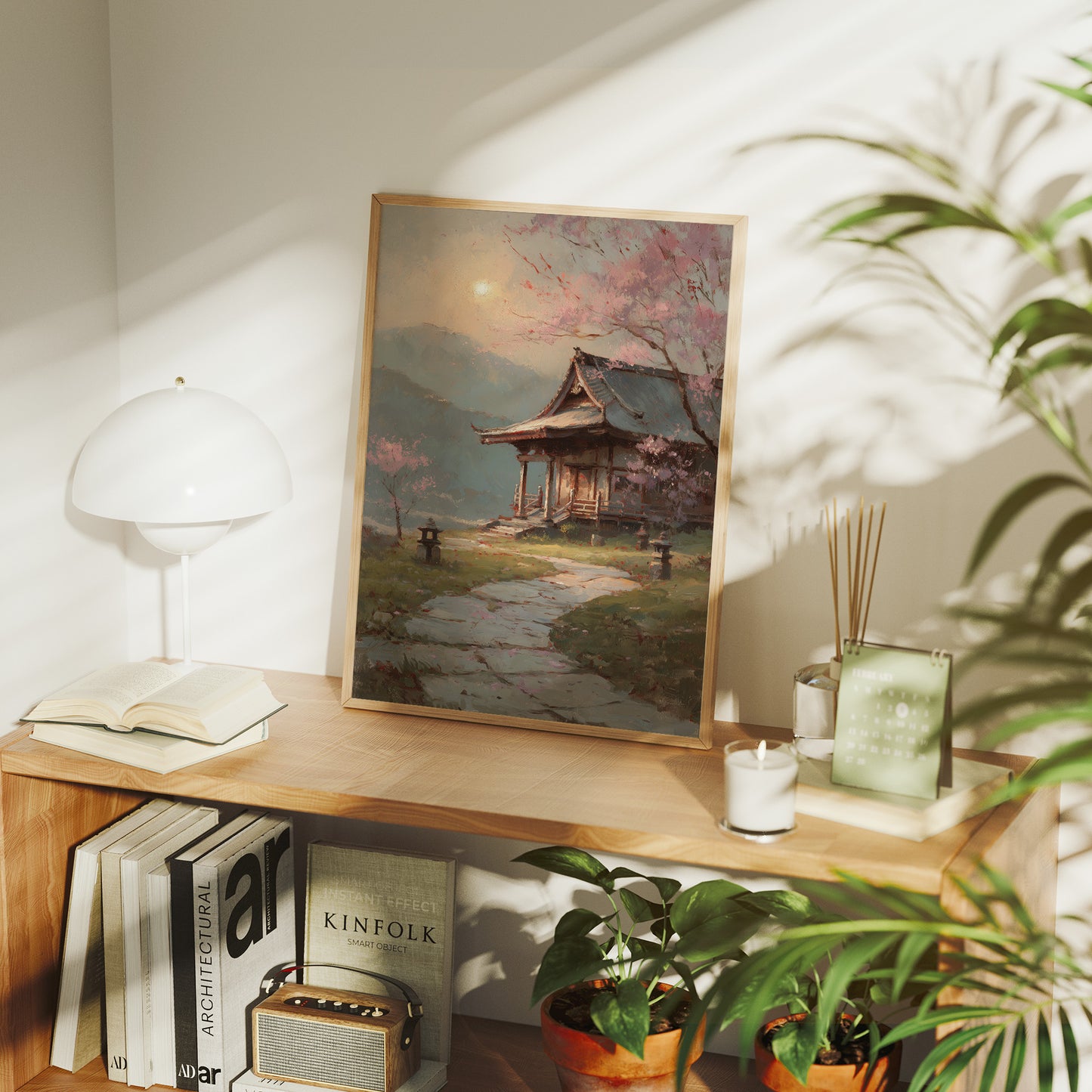 Cherry Blossoms Guard Ancient Temple Path