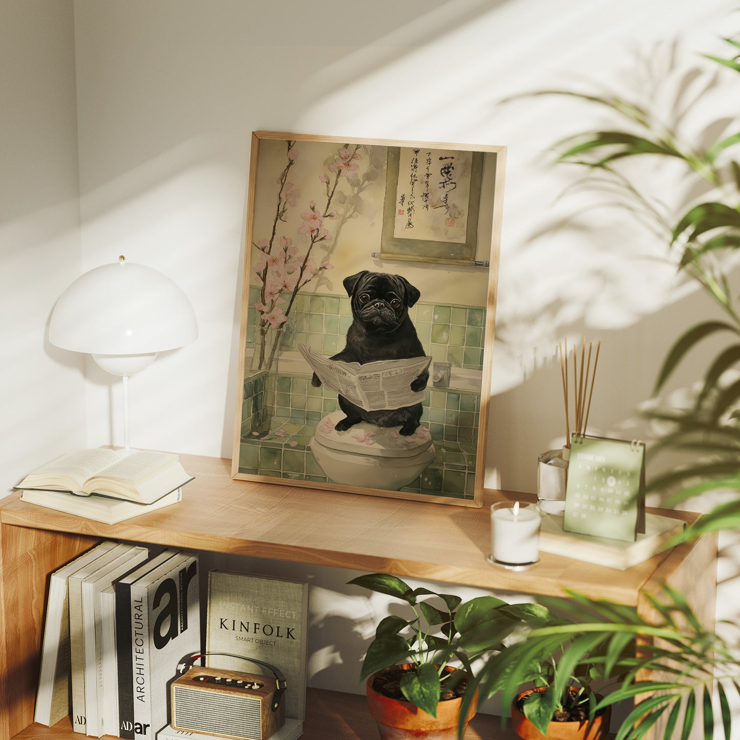 Pug's Morning News And Cherry Blossoms