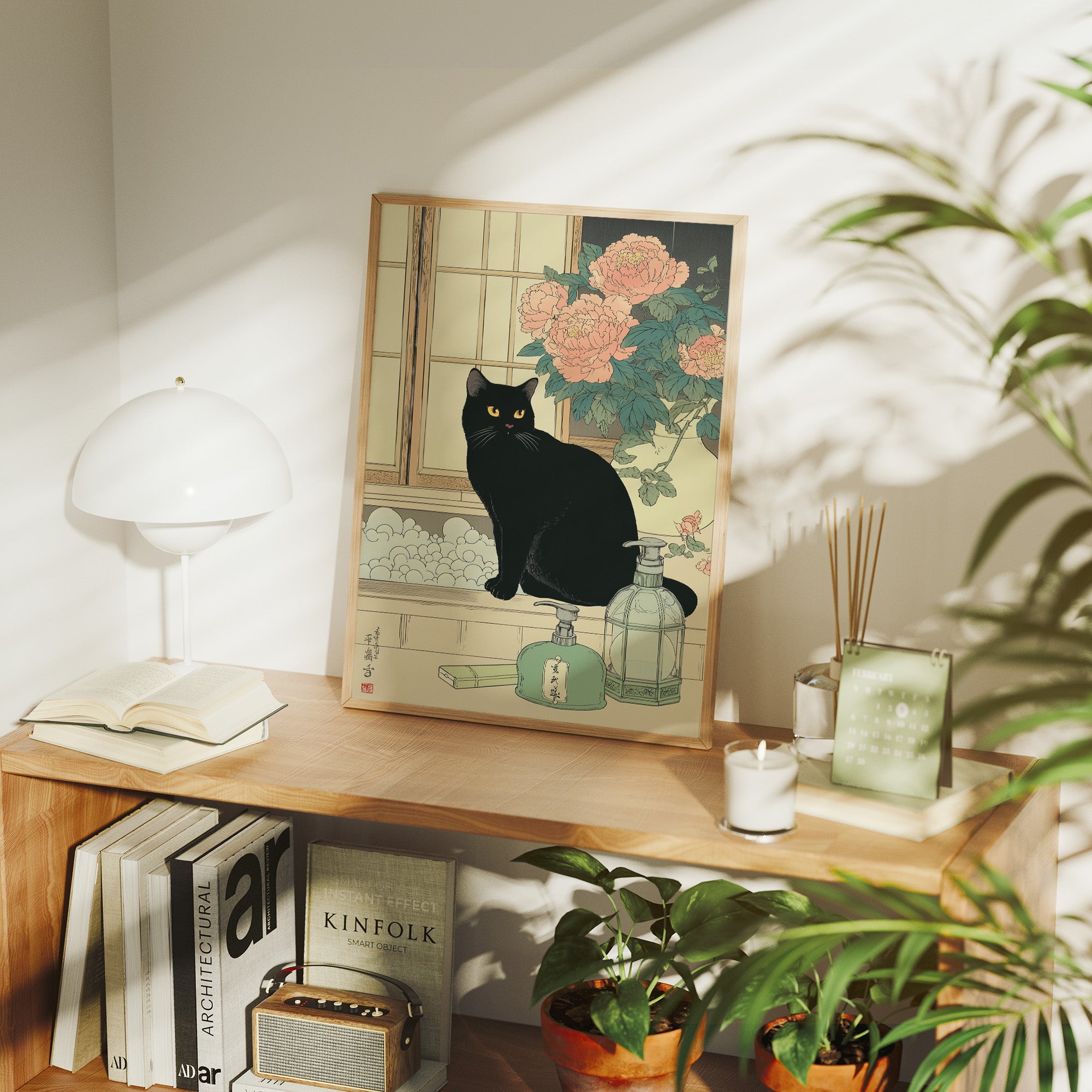 Black Cat Meets Pink Peony Tales