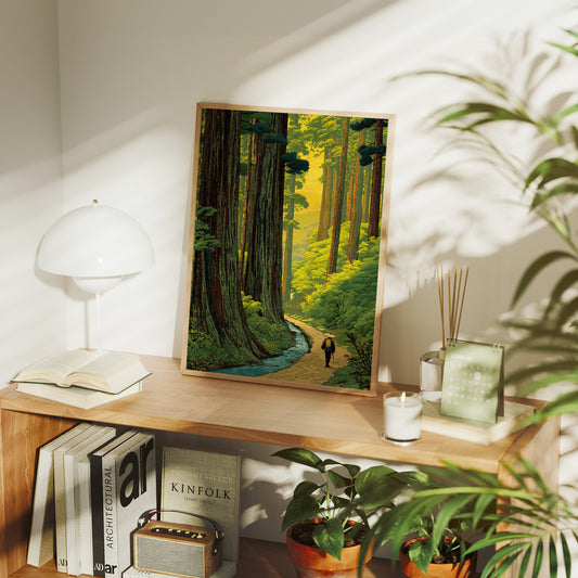 Wanderer Among Ancient Forest Giants