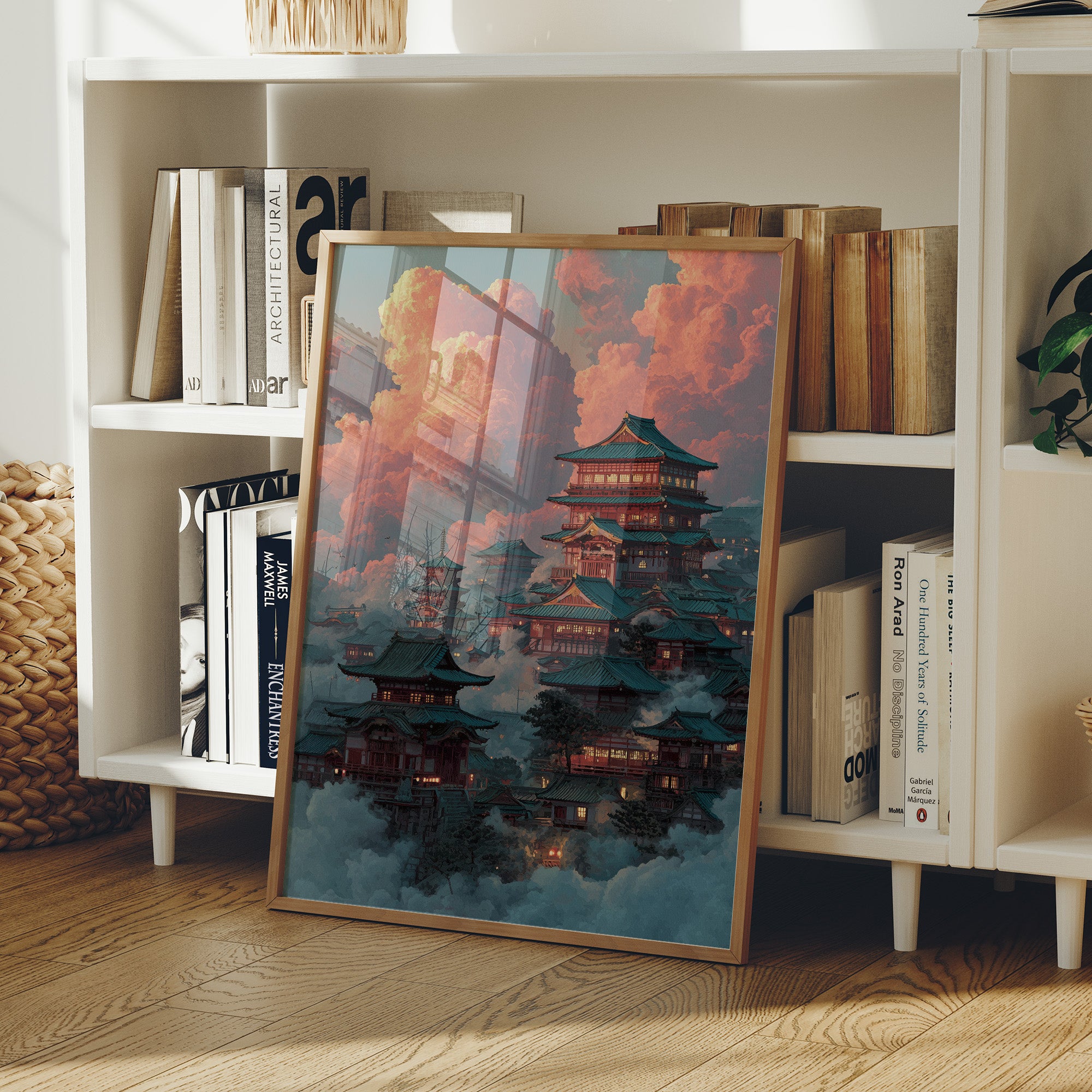 Ancient Temples Touch Sunset Clouds