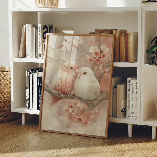 Love Birds Among Cherry Blossoms