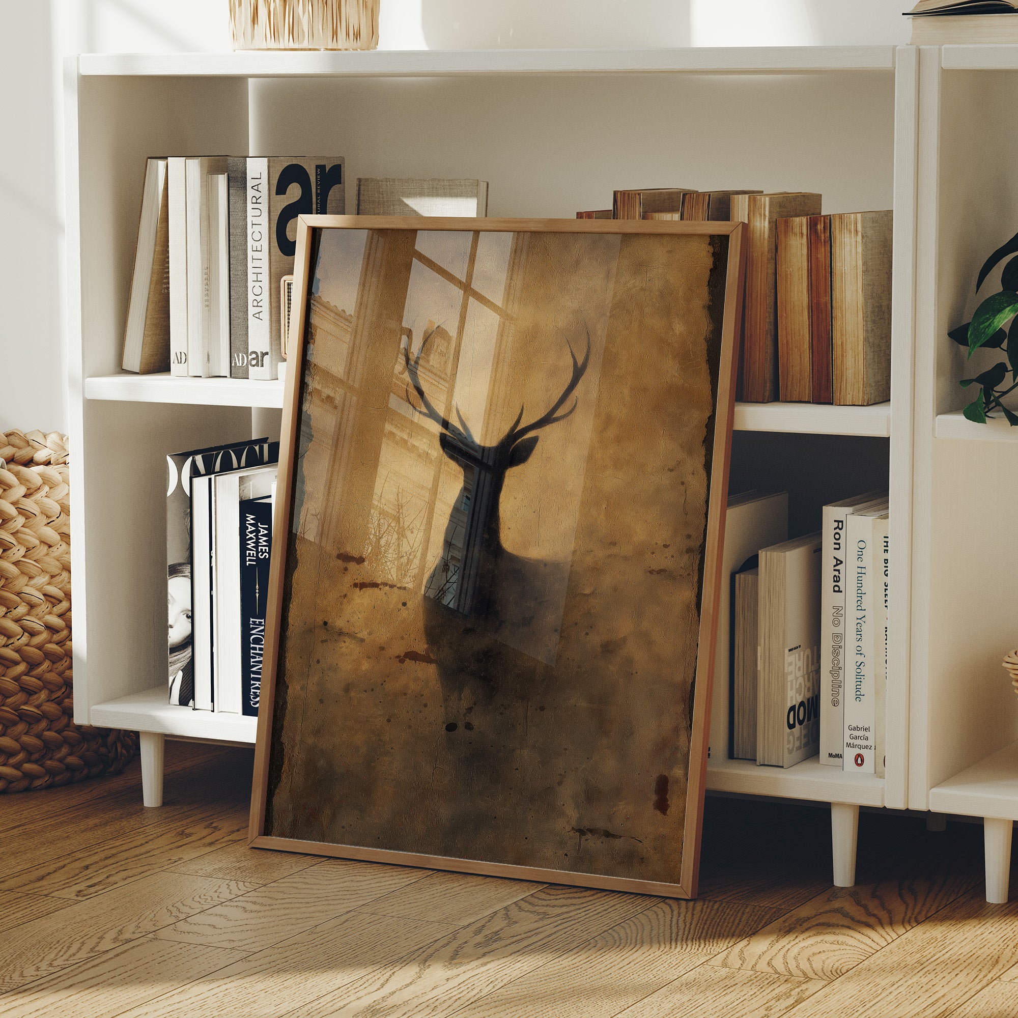 Stag's Silhouette On Autumn Gold