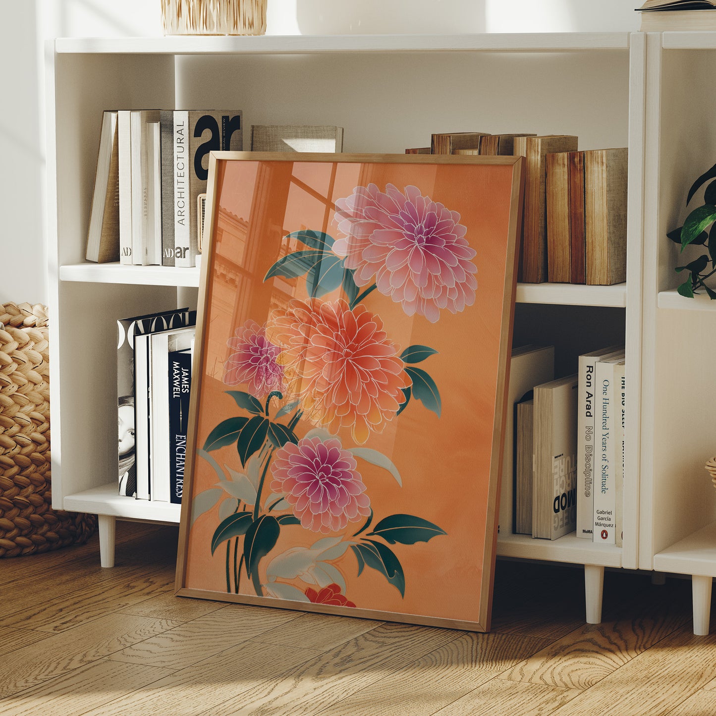 Dahlias Dance In Coral Light