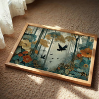 Ravens Soar Through Floral Forest