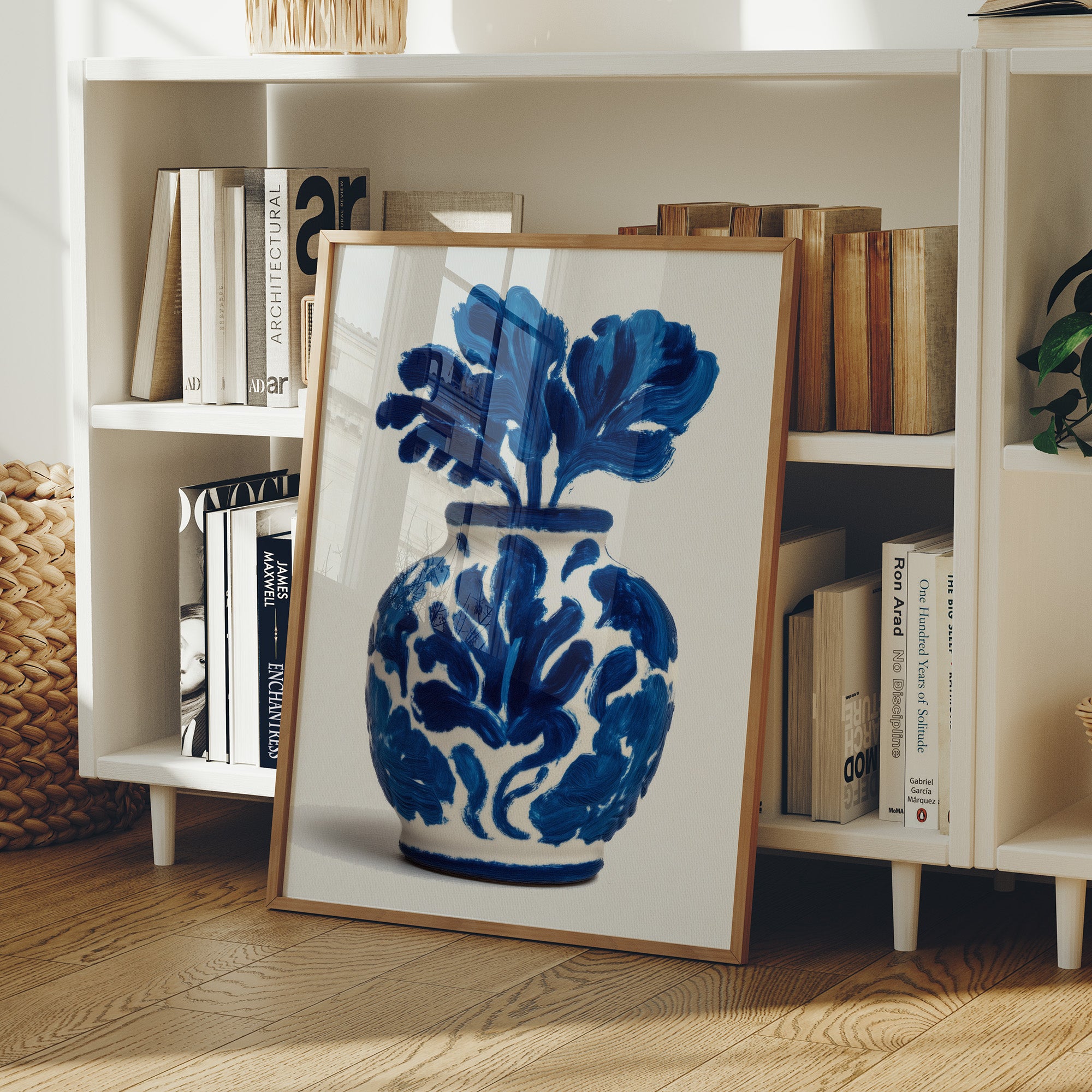 Cobalt Petals Dance In White