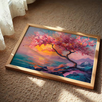 Cherry Blossoms Paint The Ocean Sunset
