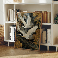 Cranes Dance Through Golden Ginkgo