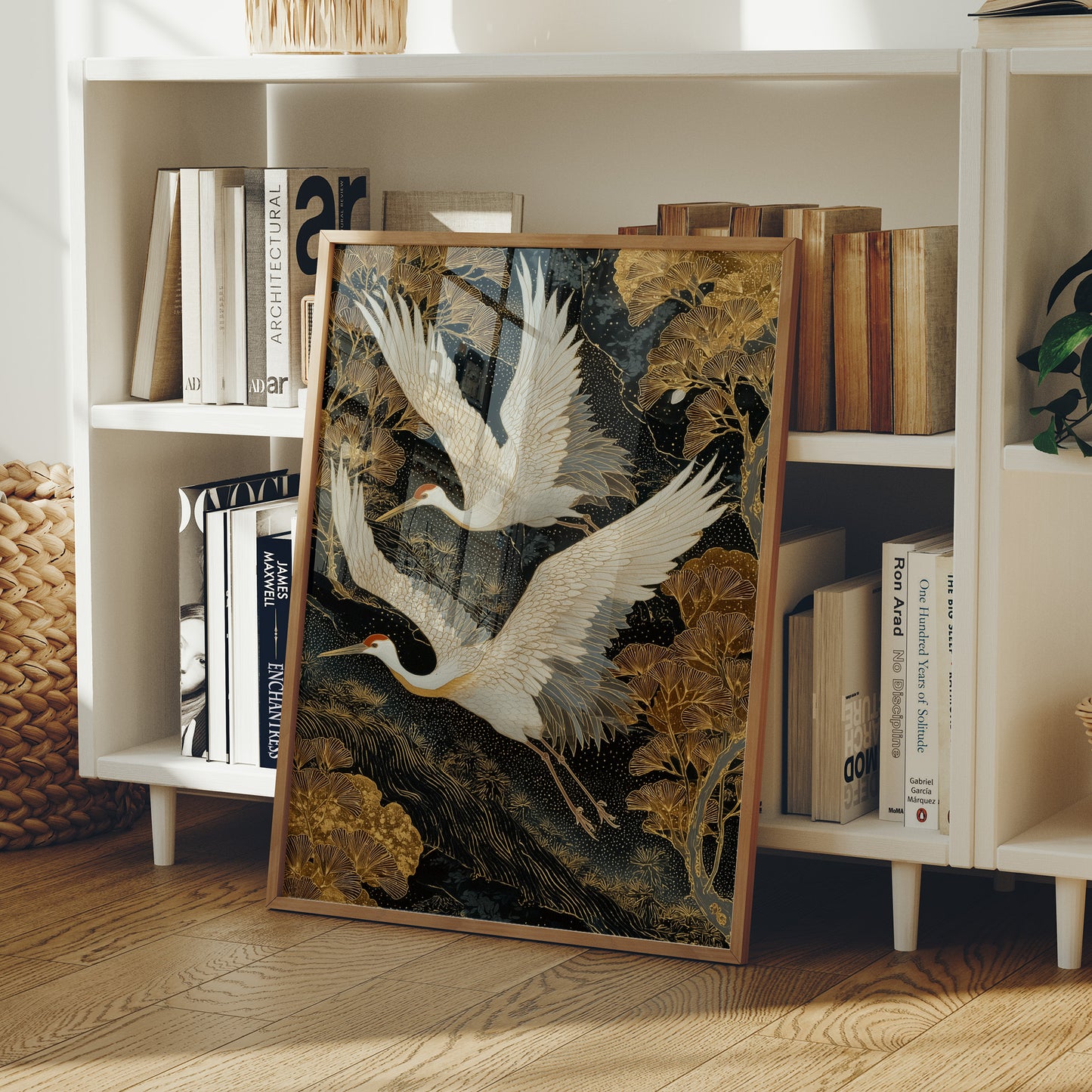 Cranes Dance Through Golden Ginkgo