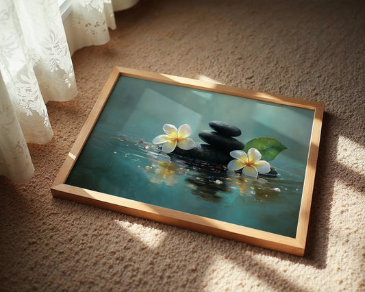 Plumeria Floats On Turquoise Waters