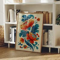 Folk Blooms Dance In Teal