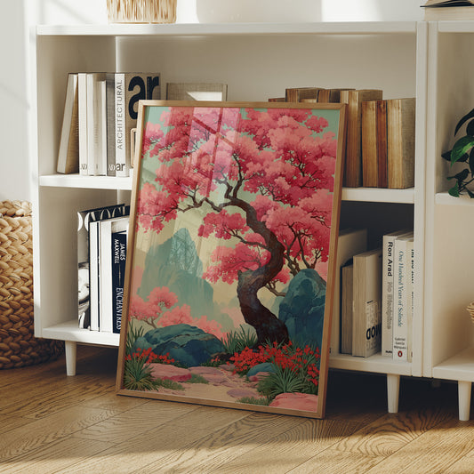 Cherry Blossoms Dance Above Mountains