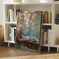 Cherry Blossoms Dance Above Sleeping Cat