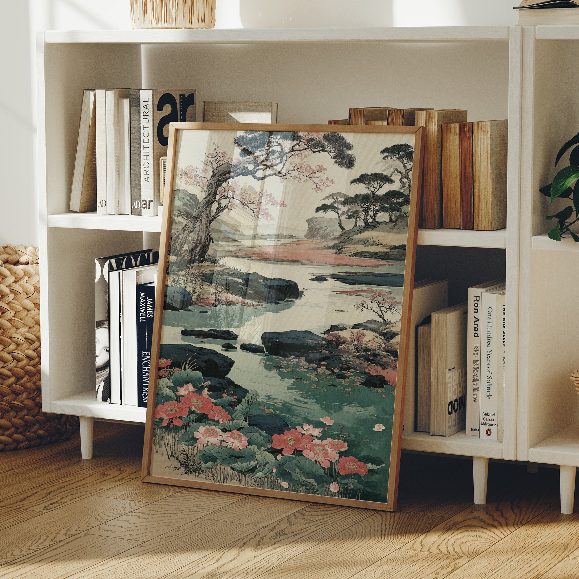 Cherry Blossoms Dance Above Turquoise Waters