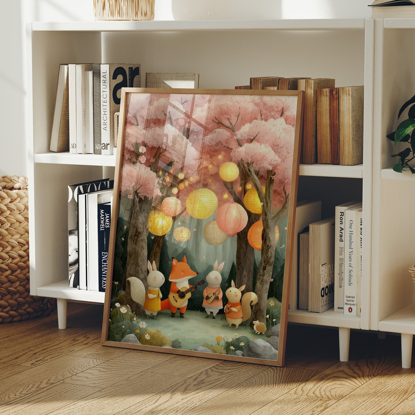 Forest Friends Play Under Cherry Blossoms
