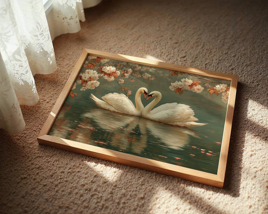 Swans Dance Under Cherry Blossoms