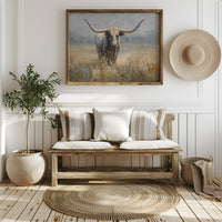 Longhorn Among Meadow Wildflowers