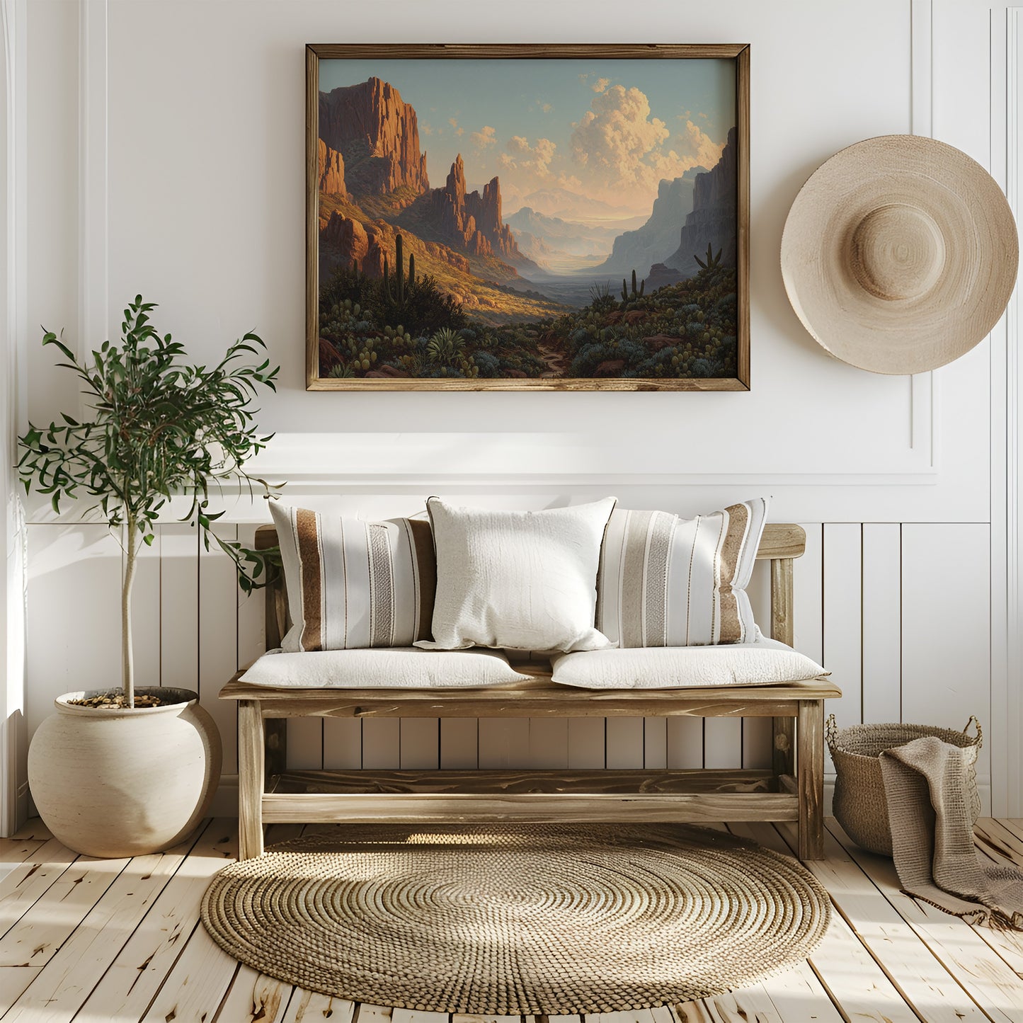 Ancient Mesas Bathe In Sunset