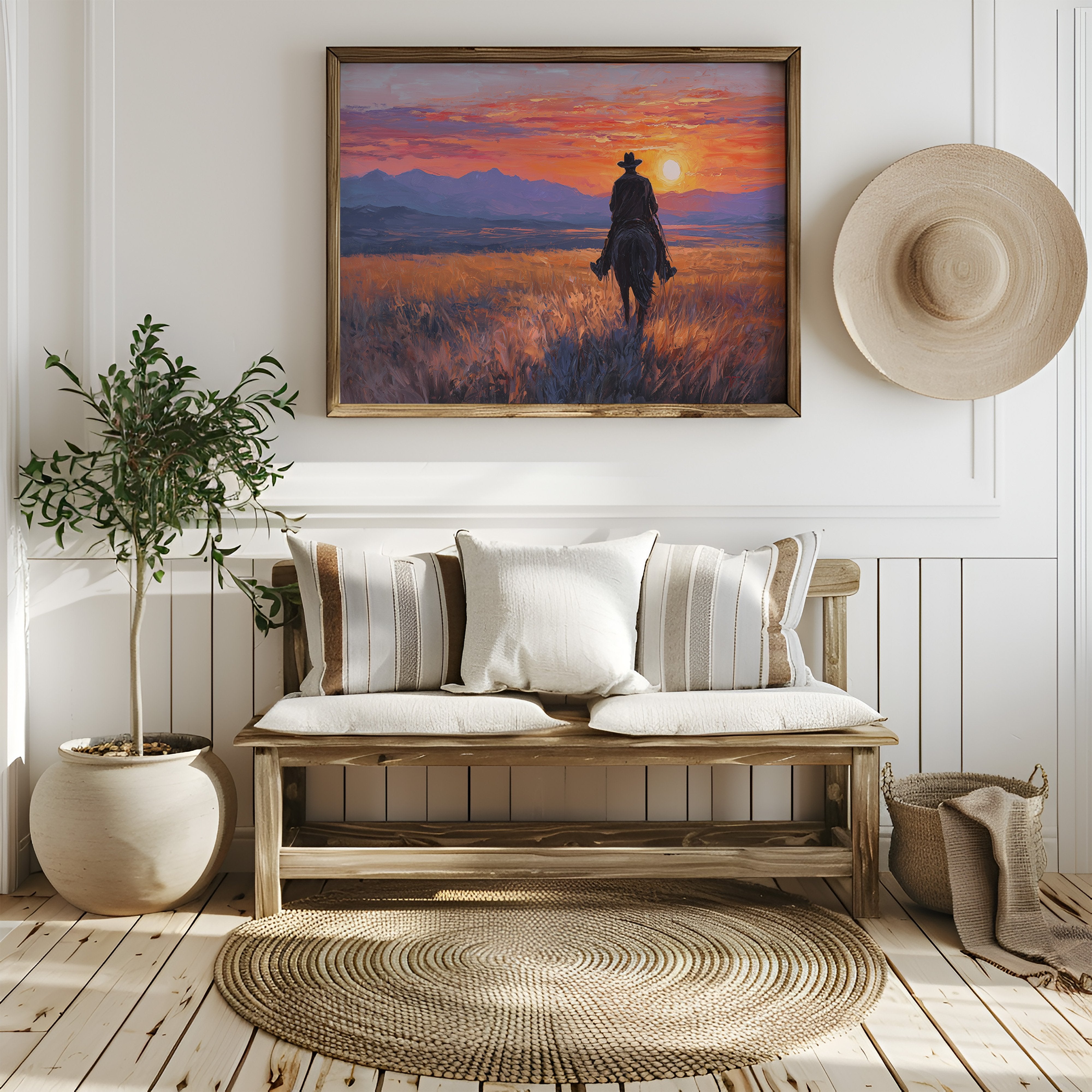 Lone Rider Meets Crimson Sky