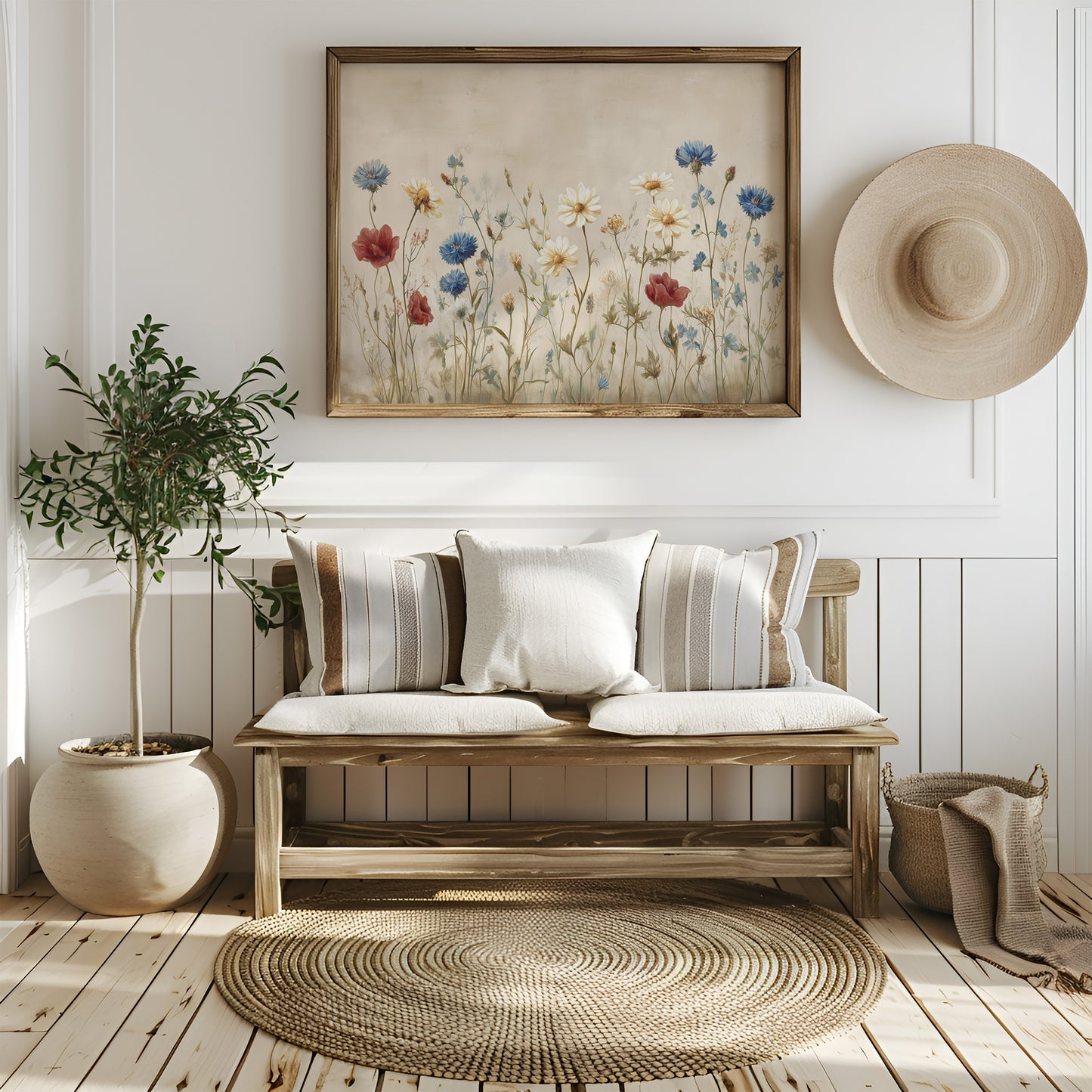 Field Blooms On Vintage Canvas