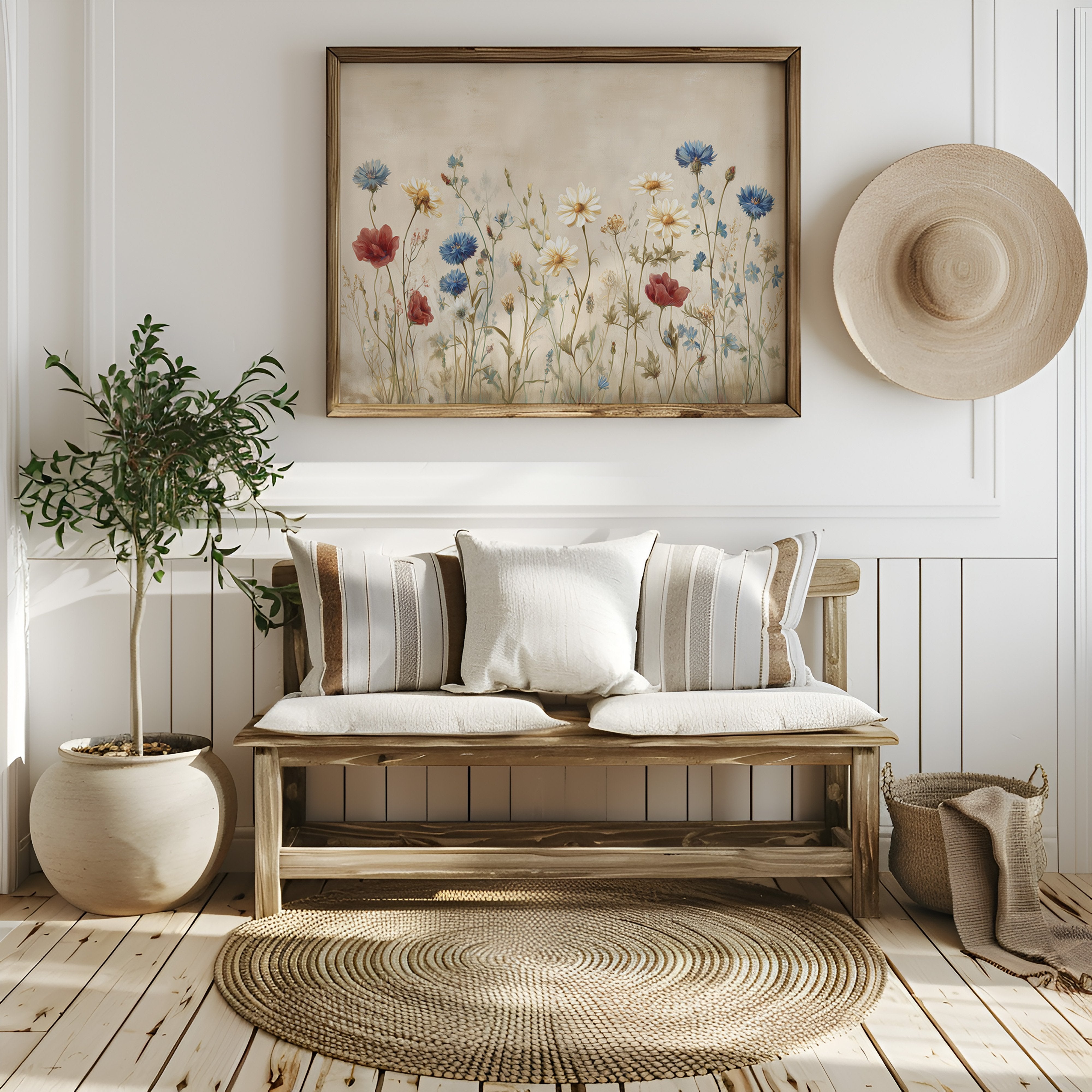 Field Blooms On Vintage Canvas
