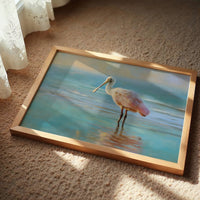 Spoonbill Wades Through Turquoise Stillness