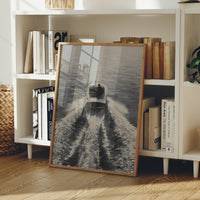 Speedboat Cuts Through Morning Fog