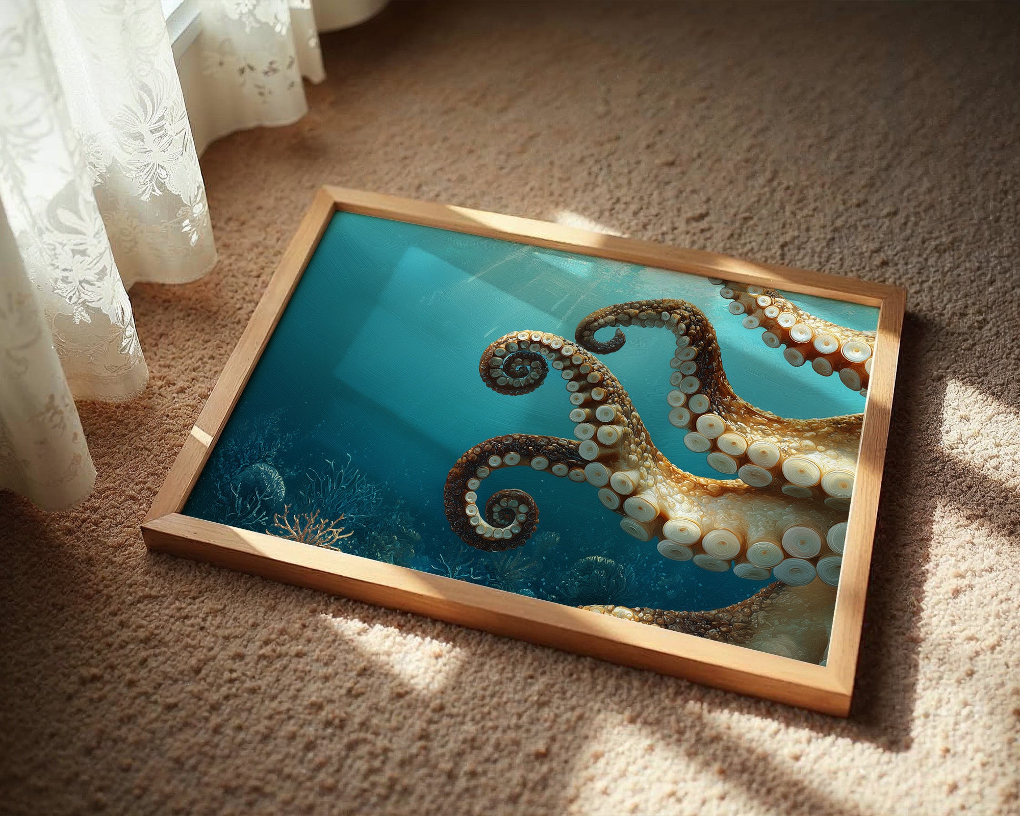 Tentacles Dance In Turquoise Depths