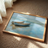 Canoes Rest On Azure Shores