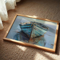 Blue Boat Rests At Tide