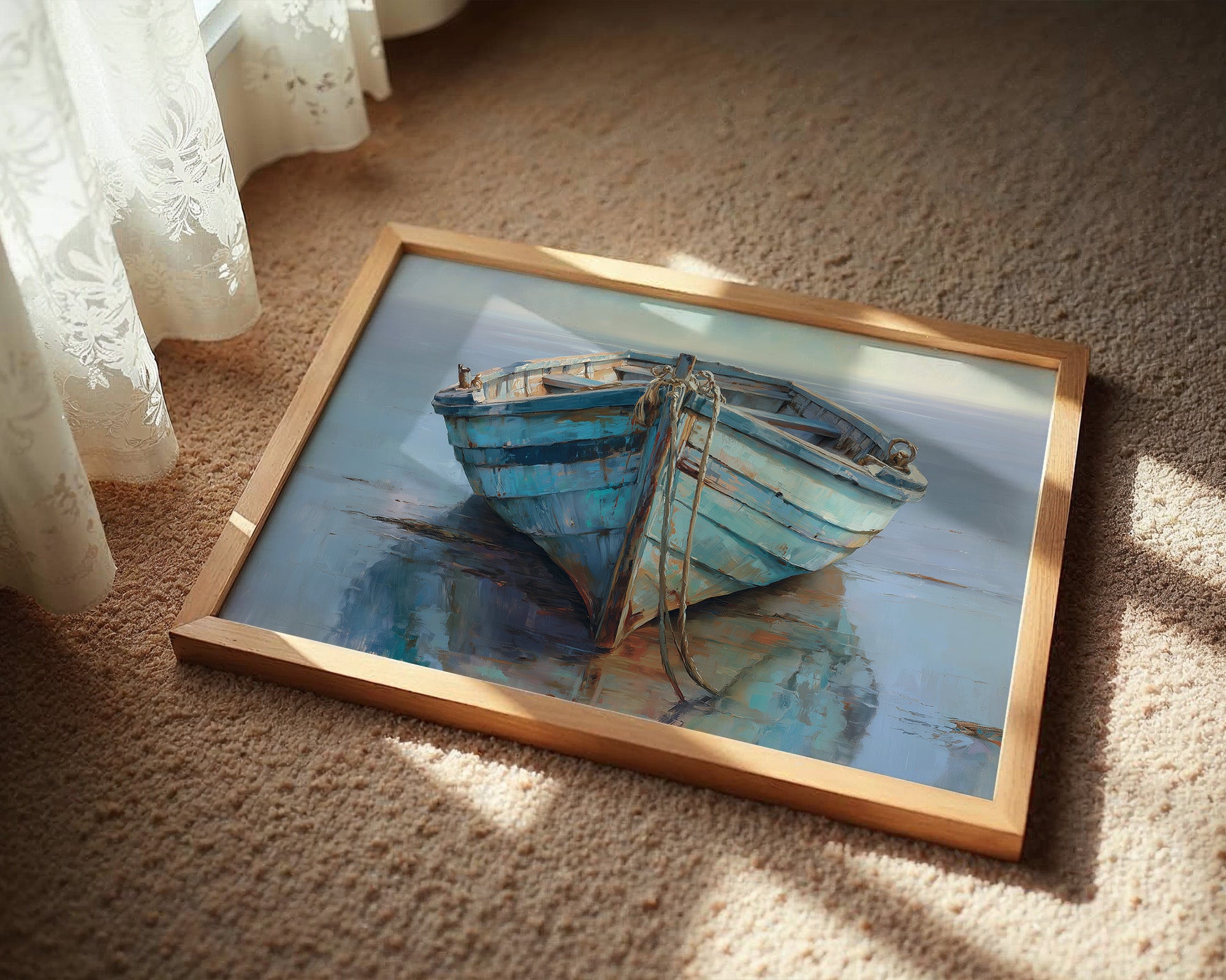 Blue Boat Rests At Tide