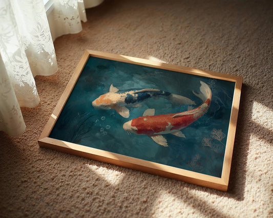 Koi Circle Through Teal Depths