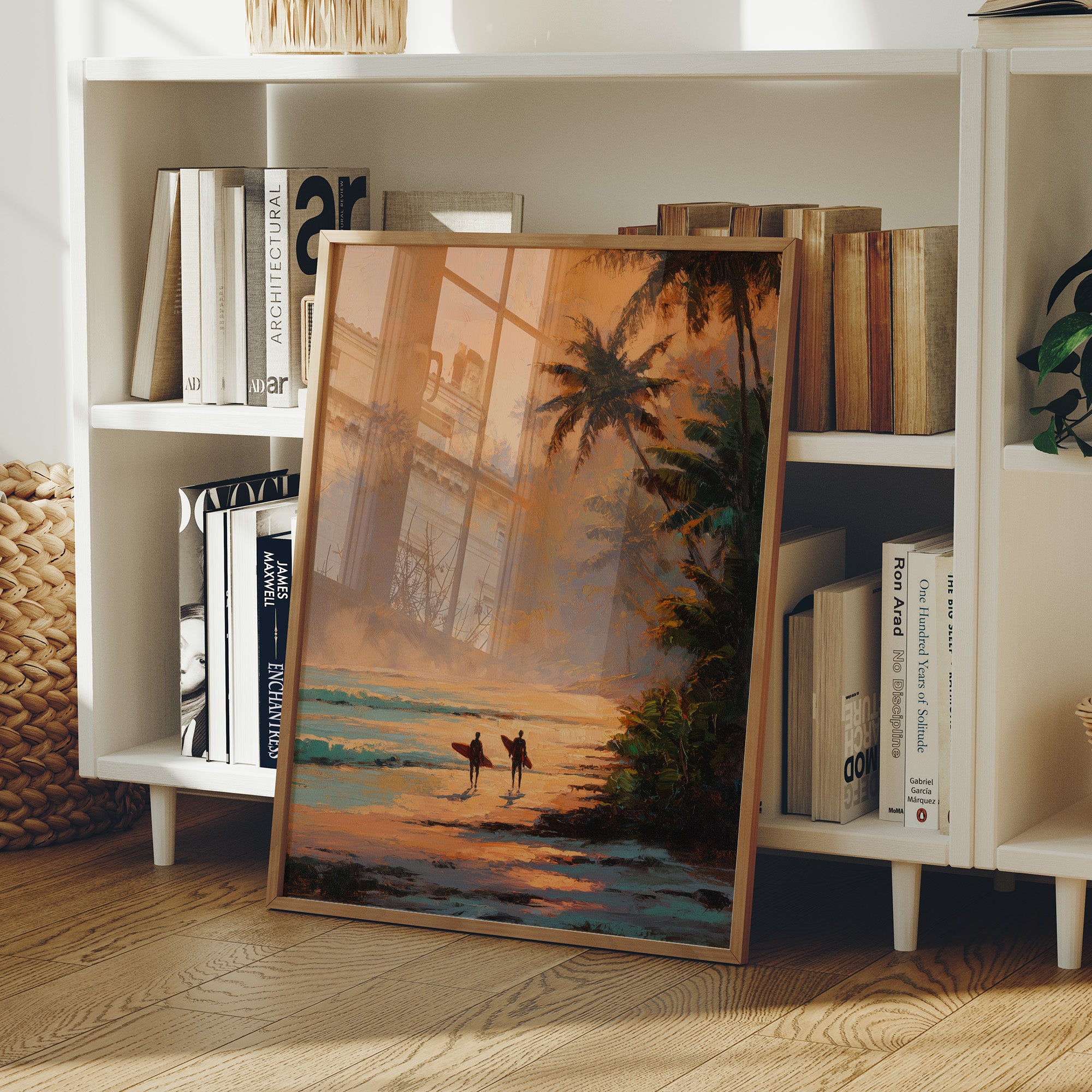 Sunset Surfers Await Their Wave