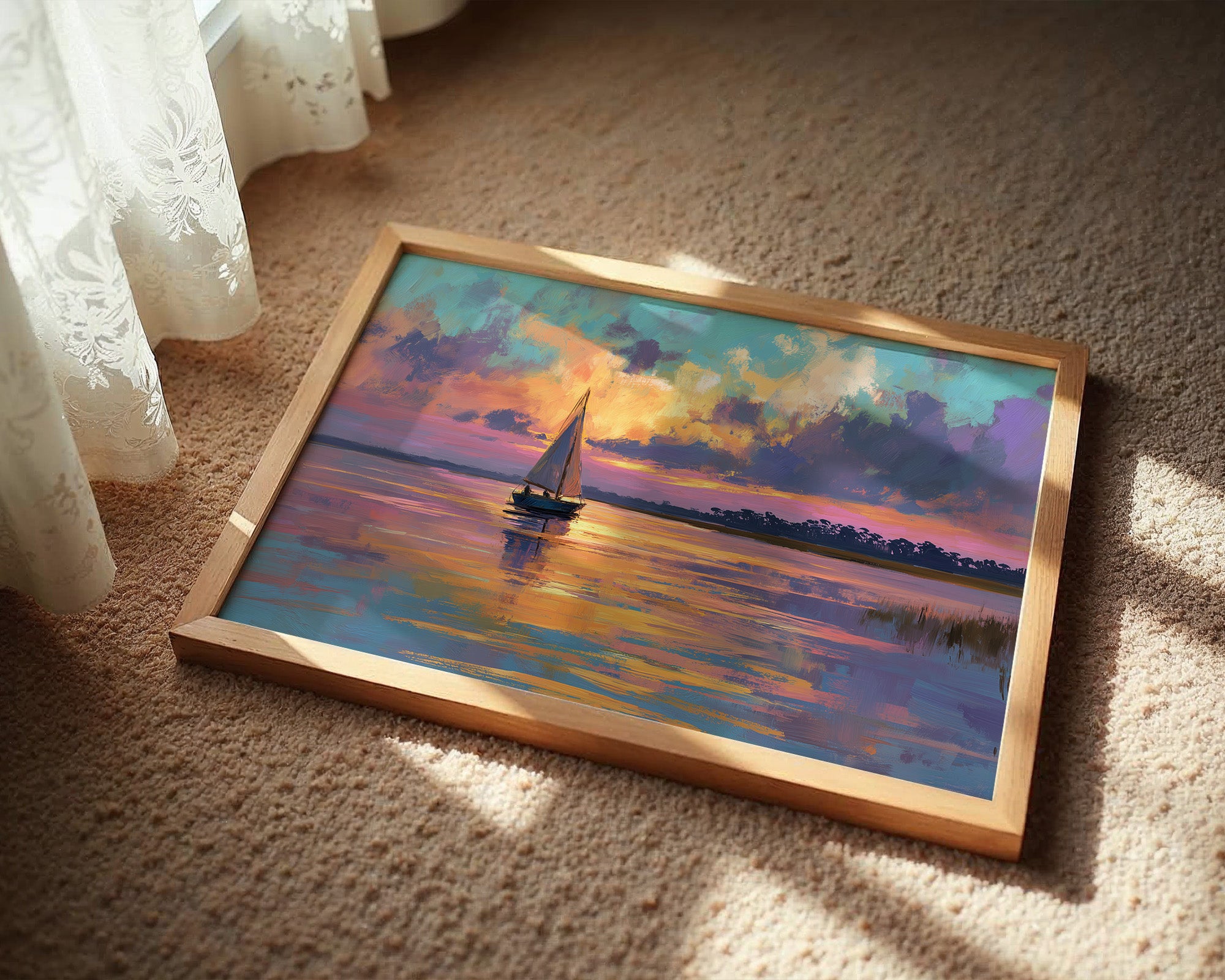 Sunset Voyage On Still Waters