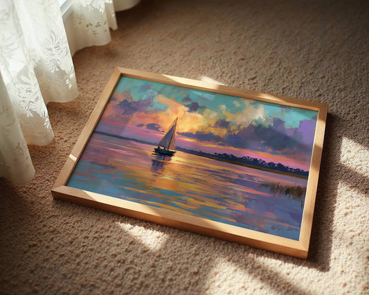 Sunset Voyage On Still Waters