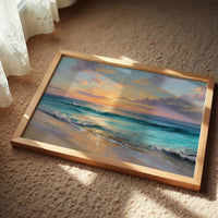 Turquoise Waves Meet Coral Sky