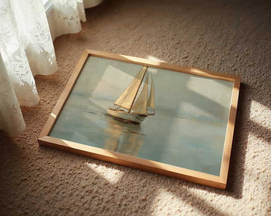 Sailboat Drifts Through Morning Mist