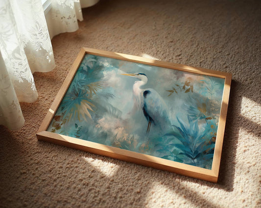 Egret In Misty Coastal Bloom