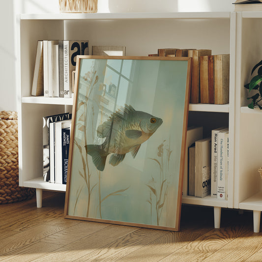 Sunlit Bass Among Pond Reeds