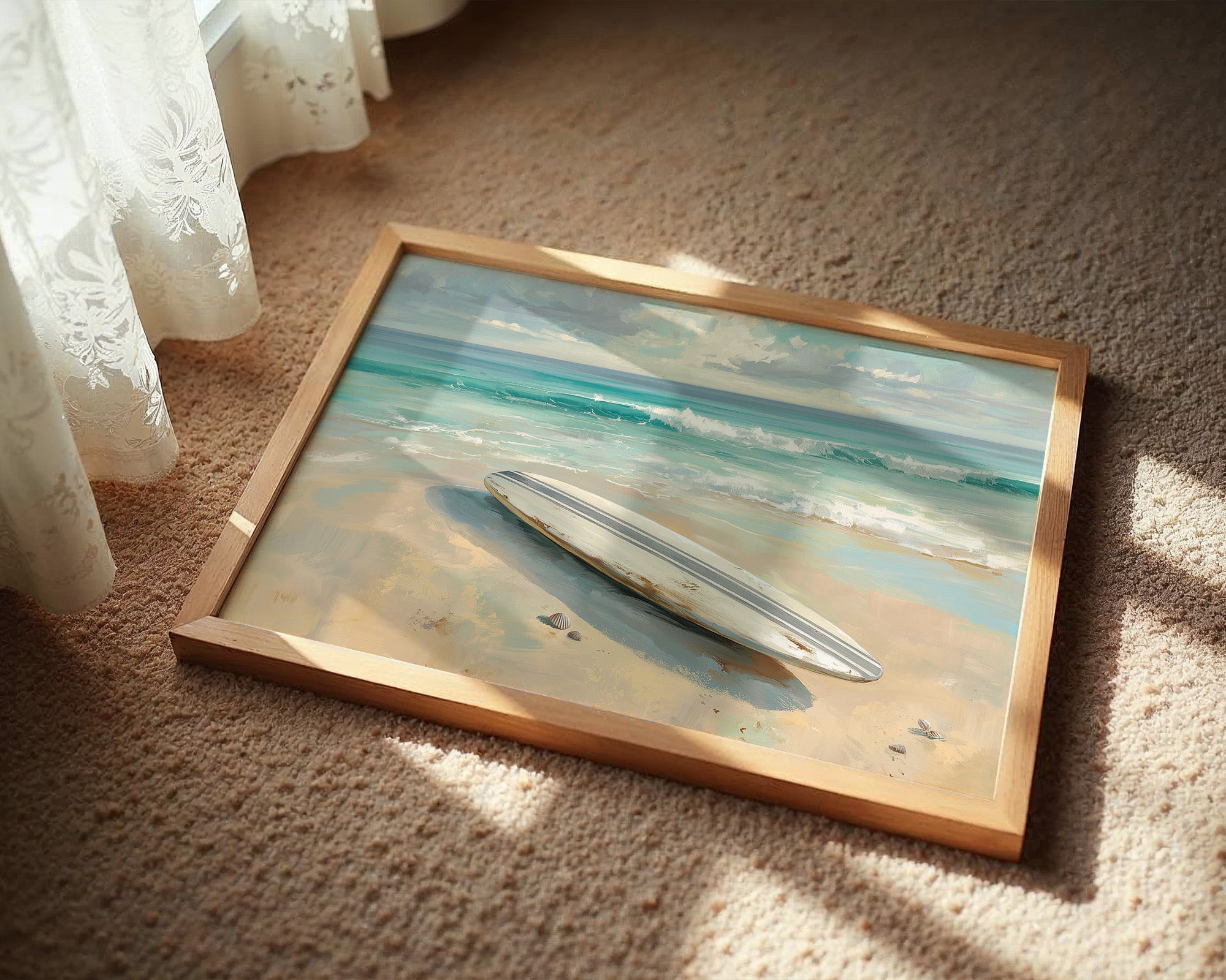 Surfboard Awaits Morning Tide