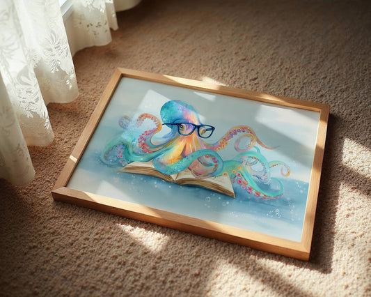 Curious Octopus Reads Ancient Tomes