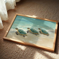 Sea Turtles Drift Through Turquoise