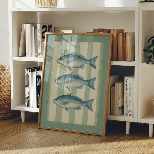 Coastal Blues On Mint Stripes