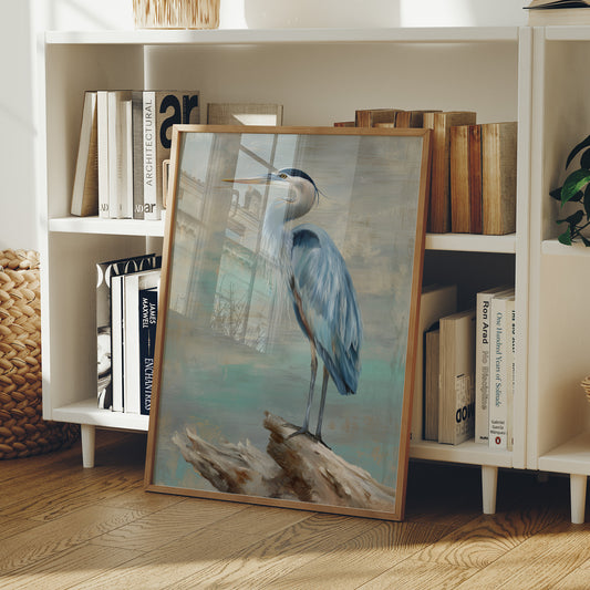 Blue Stillness On Driftwood Perch
