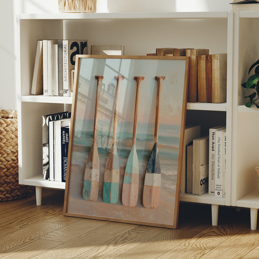 Coastal Oars Rest Between Tides