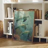 Sea Turtles Dance Through Aquamarine