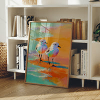 Pastel Shorebirds Walk Together