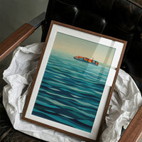 Solitary Vessel Crosses Teal Expanse